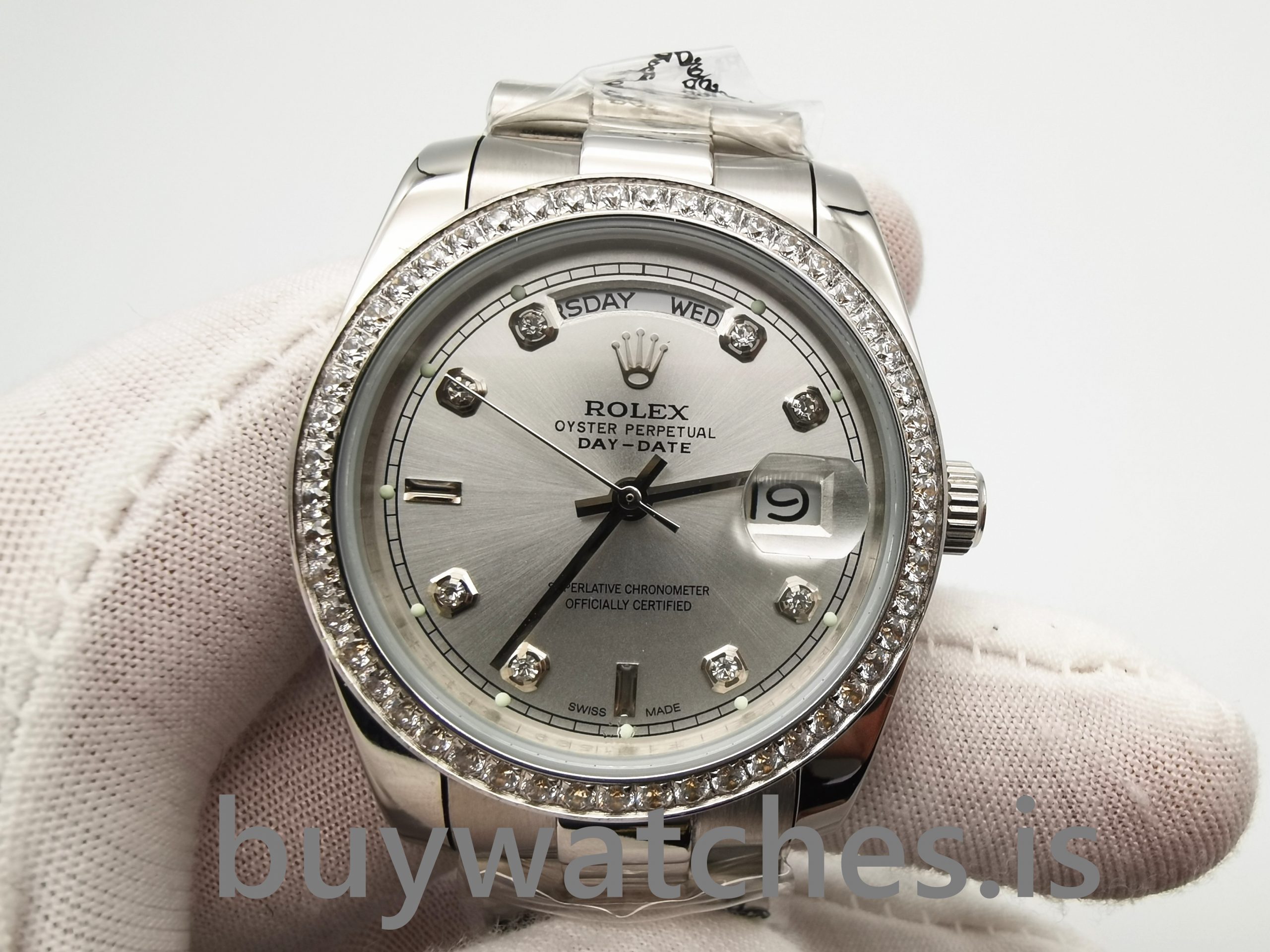 Rolex 118346 Reloj automático gris plateado con diamantes de 36 mm - Replicas Relojes - Replica Rolex Imitacion Suizos En España
