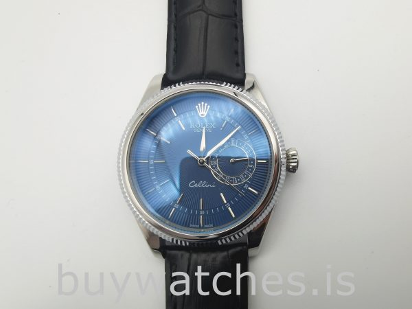 Rolex Cellini Date 50519 Mens 39mm Reloj automático azul acero
