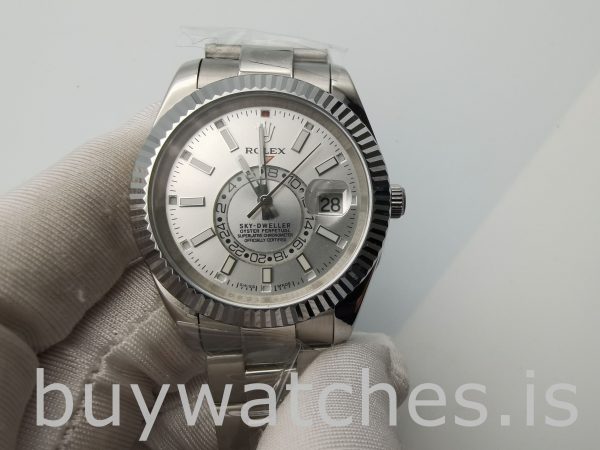 Rolex Sky-Dweller 326934 Reloj de acero para hombre de 42 mm con esfera blanca