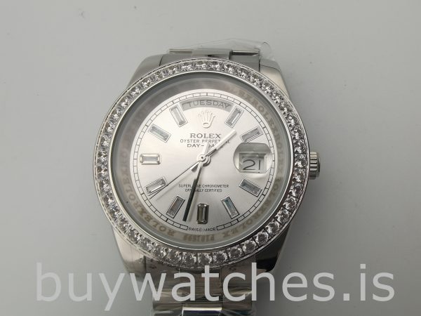 Rolex Day-Date 228349RBR Reloj para hombre con esfera plateada de 40 mm