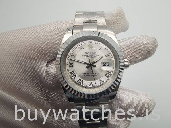 Rolex Datejust 4770 Reloj blanco para hombre de 41 mm con números romanos