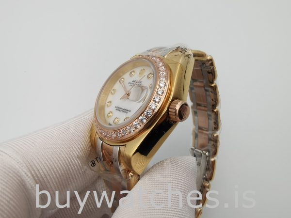 Rolex Datejust 80299 Reloj para mujer de oro de 18 k con esfera blanca de 29 mm