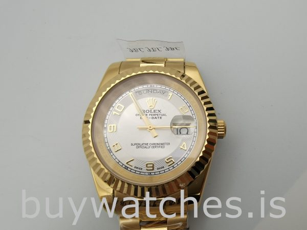 Rolex Day-Date II 218238 Reloj para hombre con esfera plateada de 41 mm