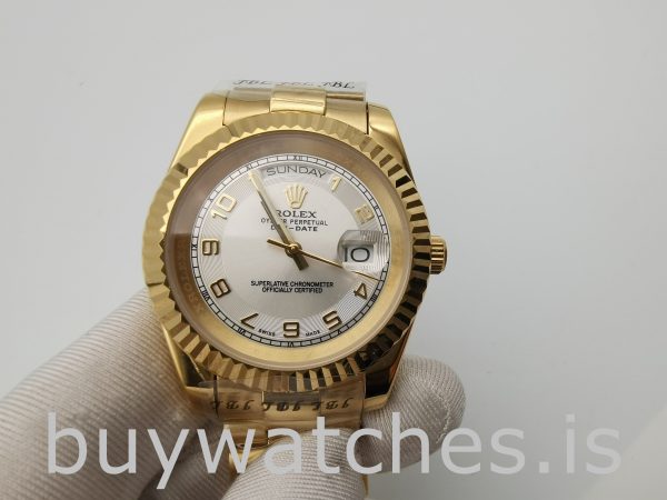 Rolex Day-Date II 218238 Reloj para hombre con esfera plateada de 41 mm