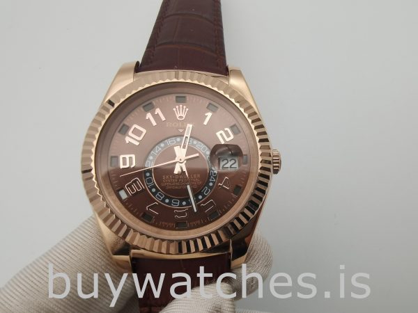 Rolex Sky-Dweller 326135 Reloj de cuero con esfera de chocolate de 42 mm