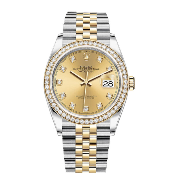 Rolex Datejust 126283RBR 36mm Reloj para dama con esfera color champán