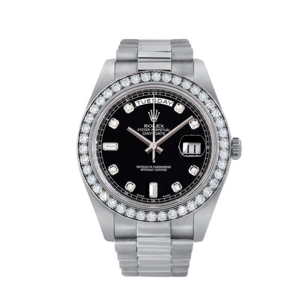 Rolex Day-Date 228349RBR Reloj para hombre con esfera negra de 40 mm